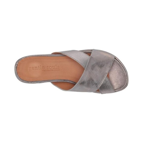 Gentle Souls by Kenneth Cole Women's Slip on Sandal Flat, Pewter, 10 - Picture 3 of 5